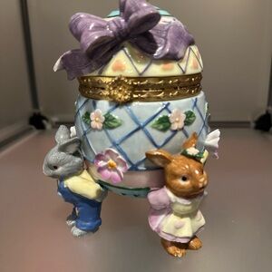 Easter Egg Trinket Box with Bunnies